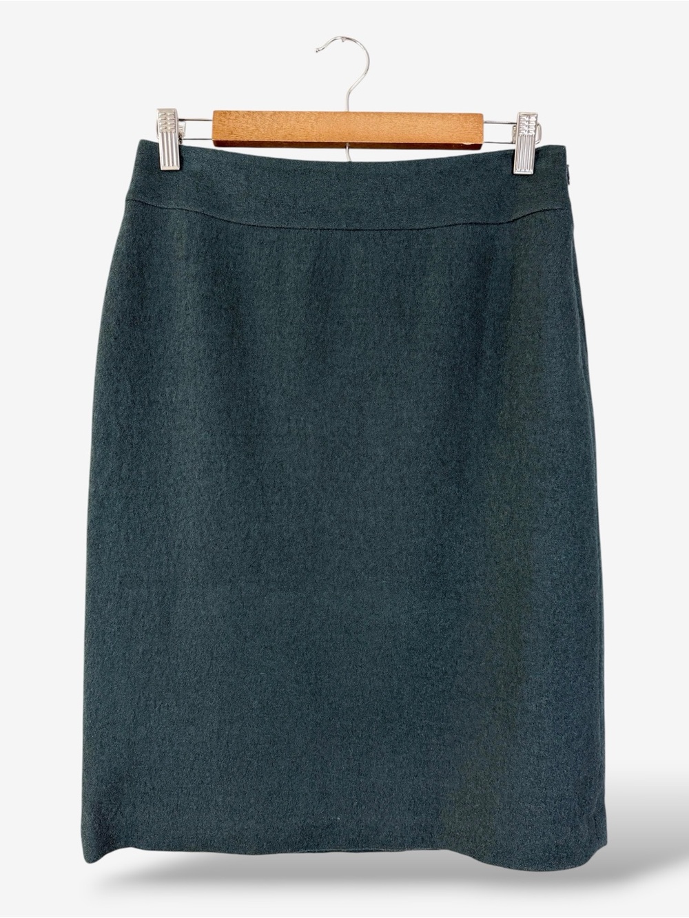 Banana Republic Green Wool Pencil Skirt Size 4 Split Back Career Office Business
